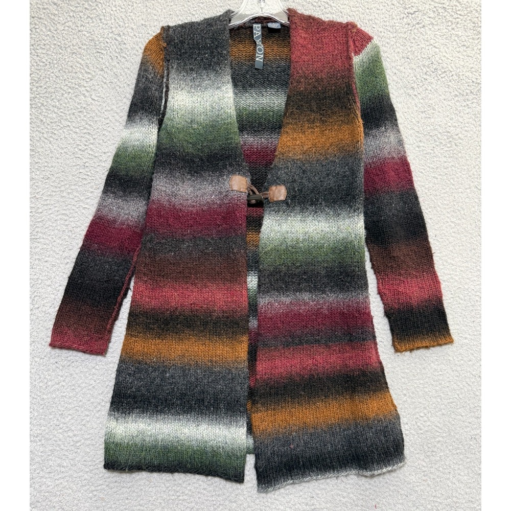 Anthropologie Payton Lambswool Cardigan Sweater Toggle Striped Size Small